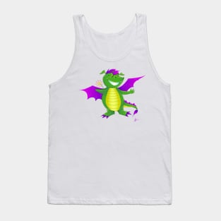 Happy dino dragon with a flower Tank Top